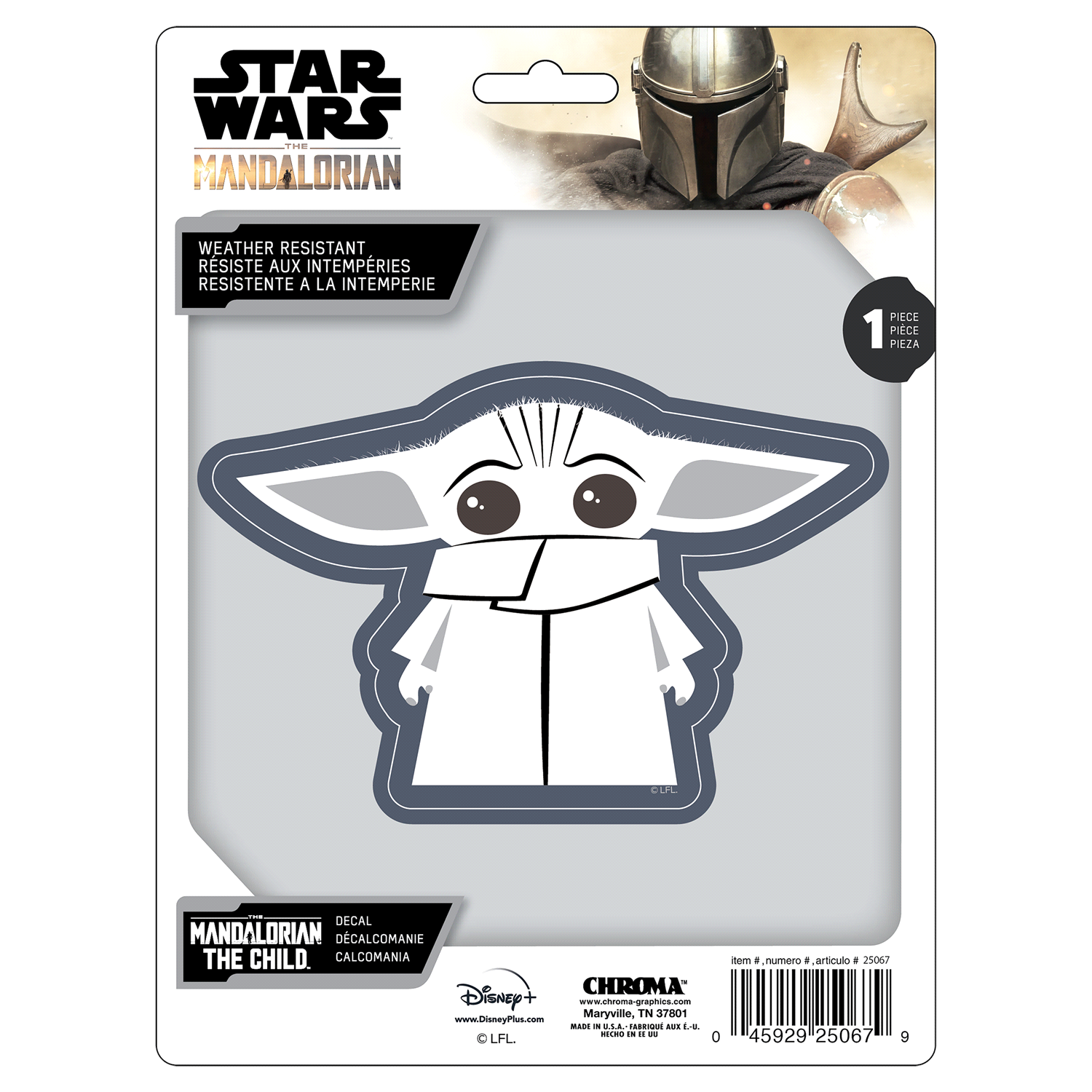slide 1 of 1, Chroma Star Wars Baby Yoda Auto Decal, 1 ct