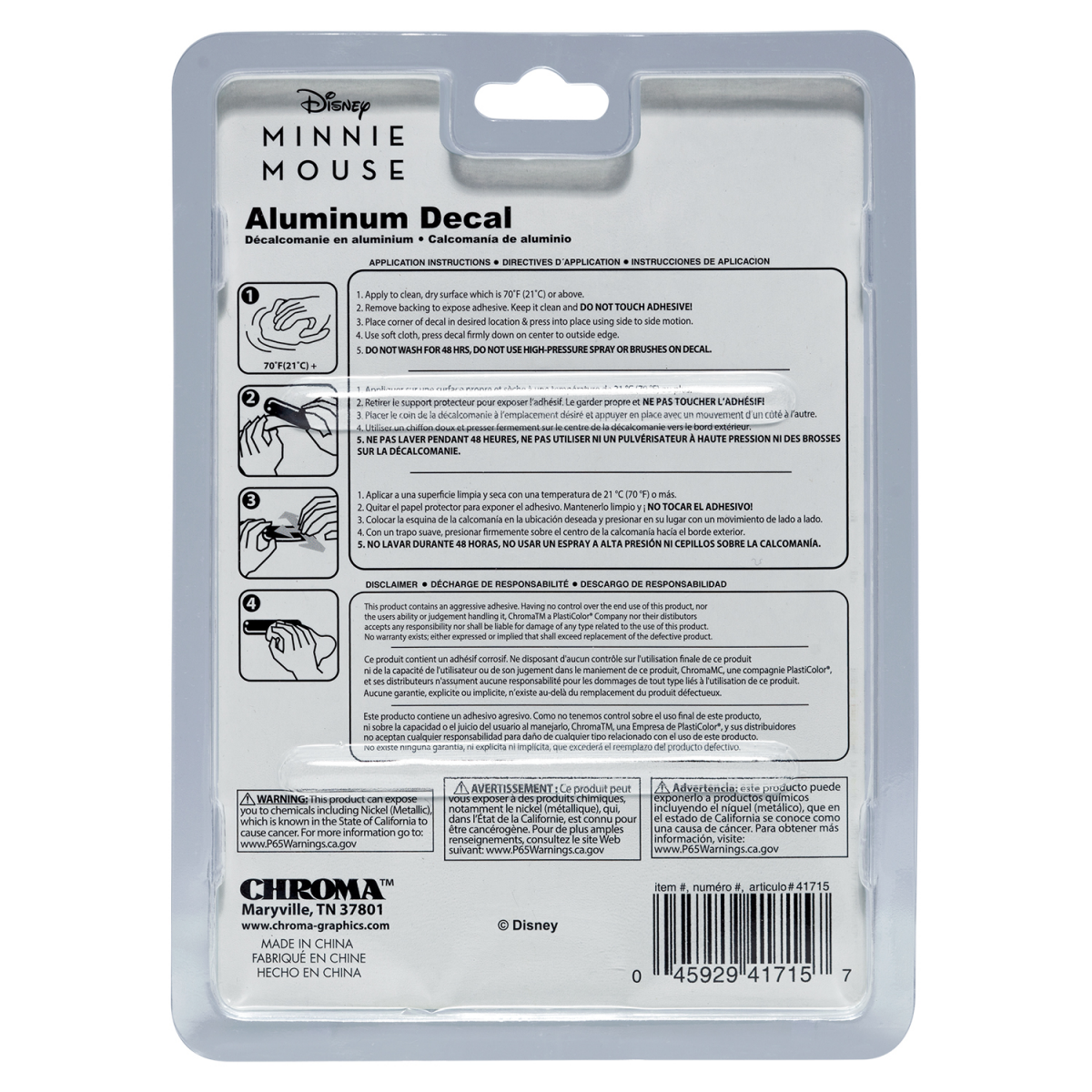 slide 2 of 2, Chroma Disney Minnie Mouse Aluminum Decal, 1 ct