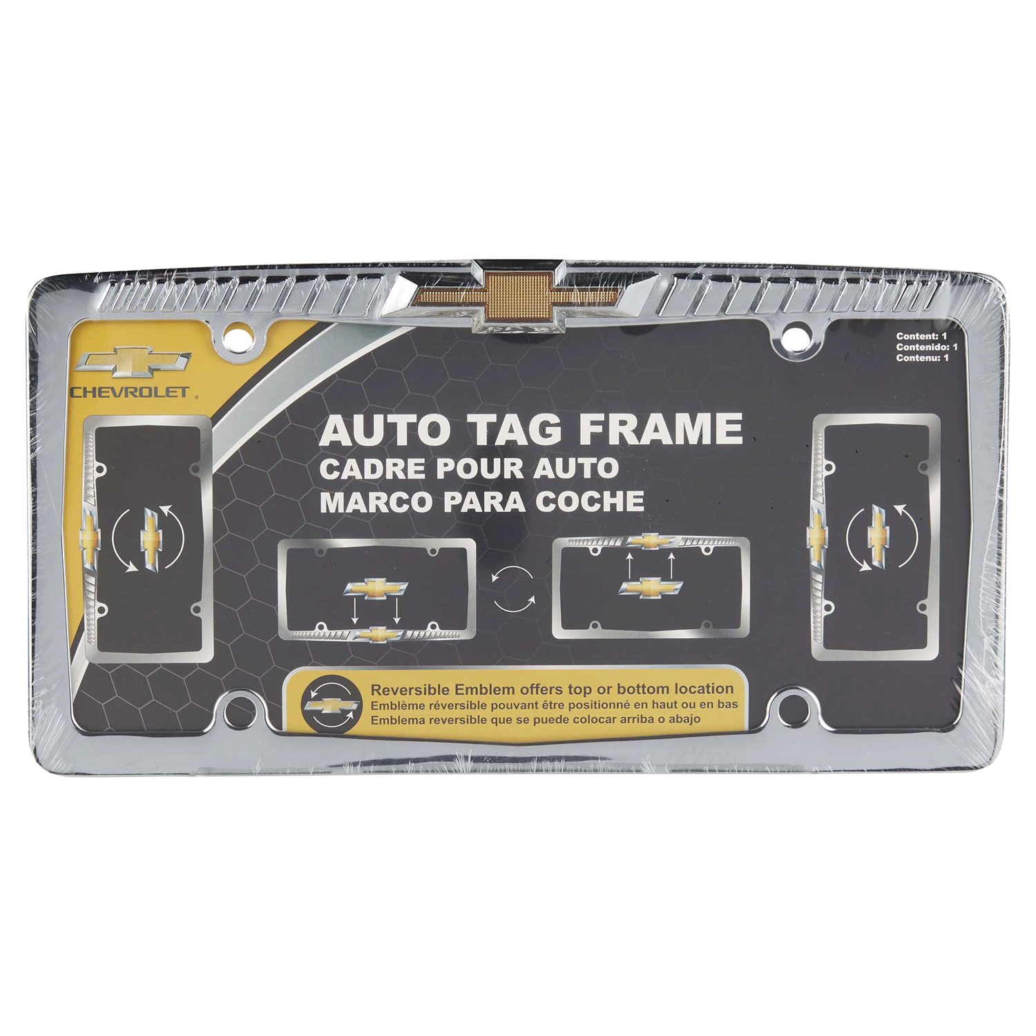 slide 1 of 2, CHROMA Chevy Logo License Plate Frame, 1 ct