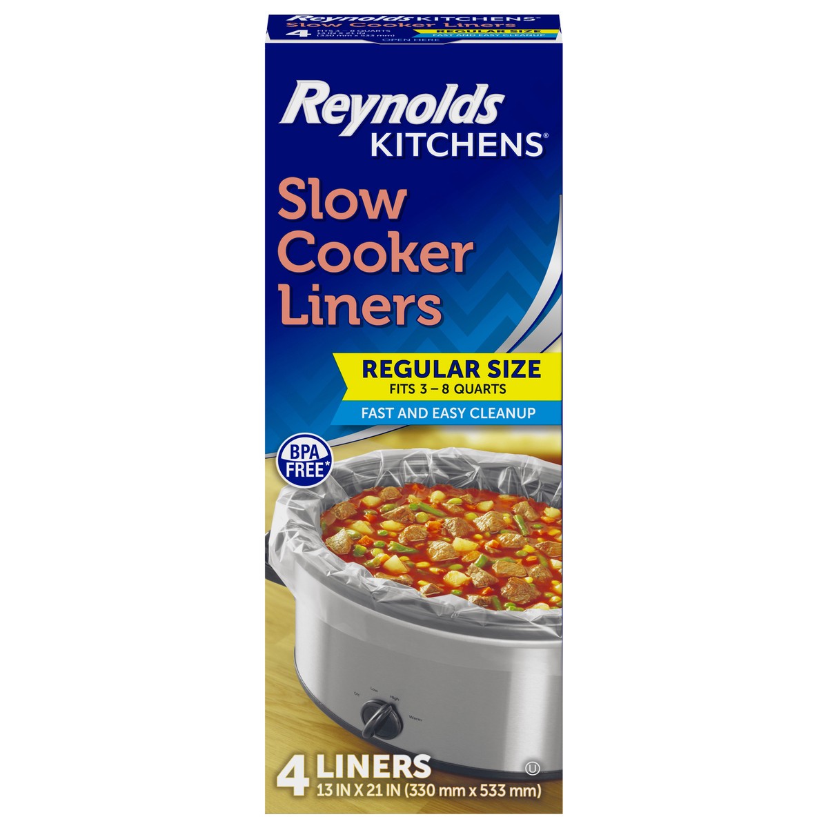 slide 1 of 9, Reynolds Kitchens Slow Cooker Liners Regular Size 4 ea, 4 ct