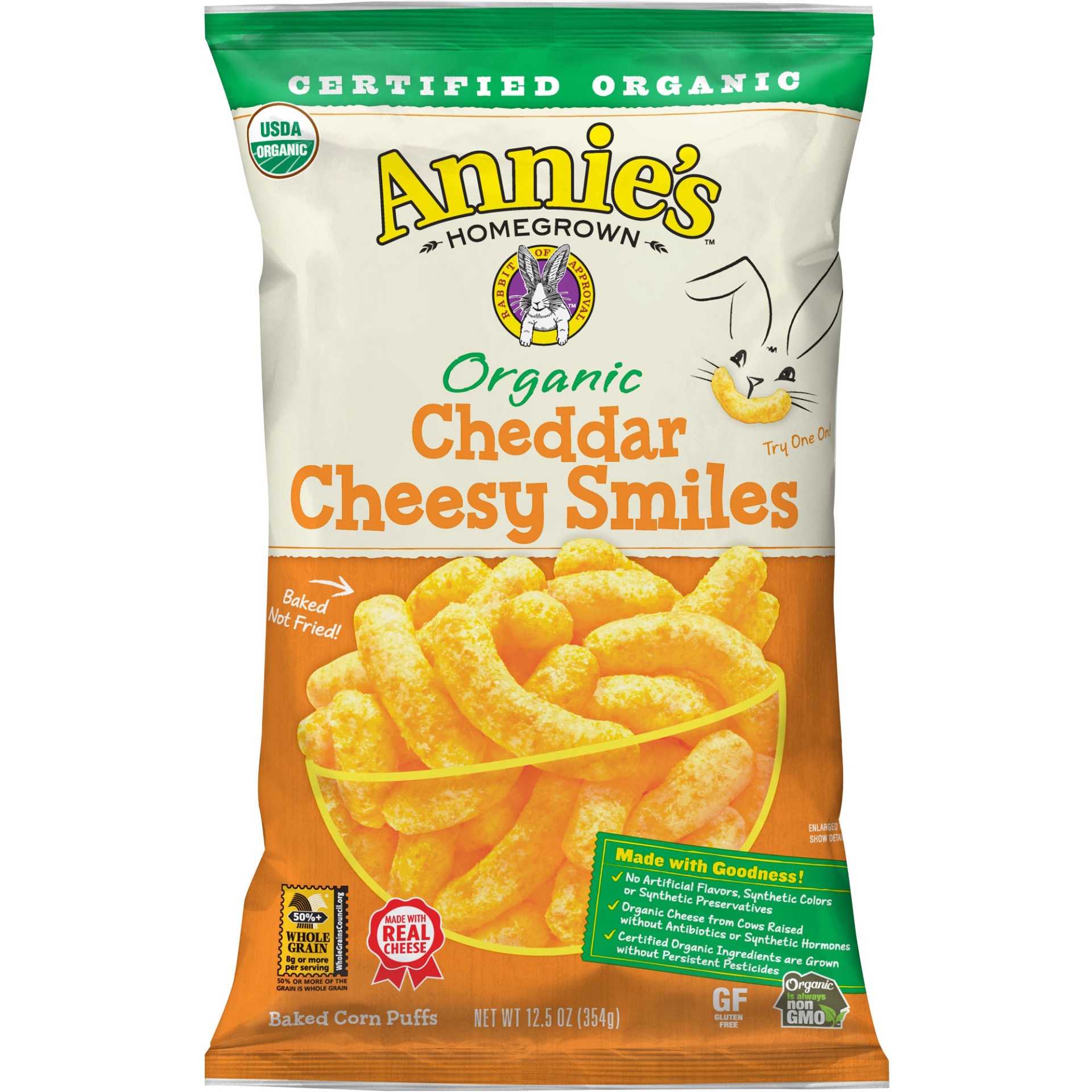 slide 1 of 1, Annie's Organic Cheddar Cheesy Smiles, 