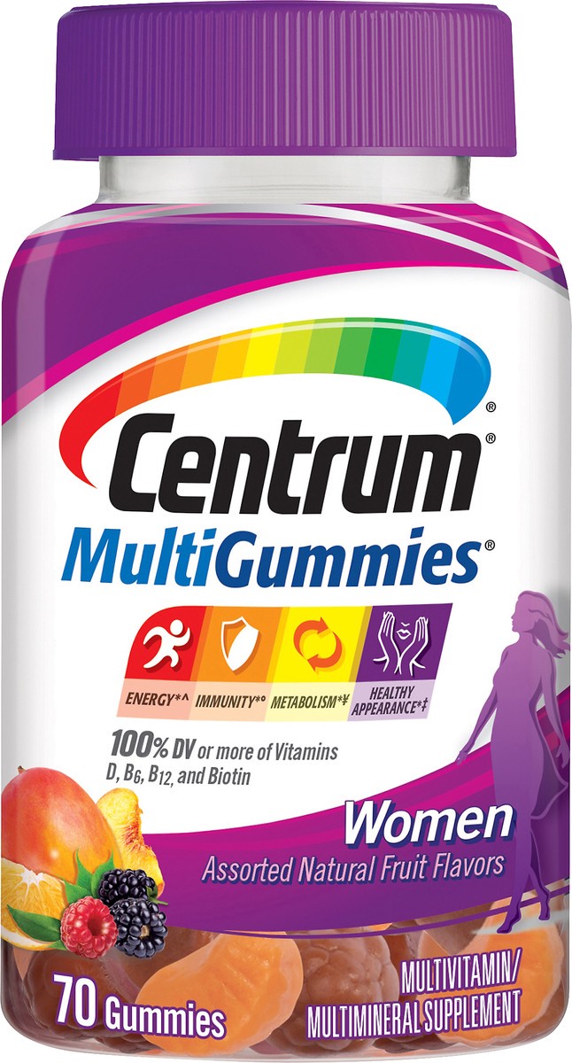 slide 4 of 7, Centrum Women Multivitamin Gummies, 70 ct