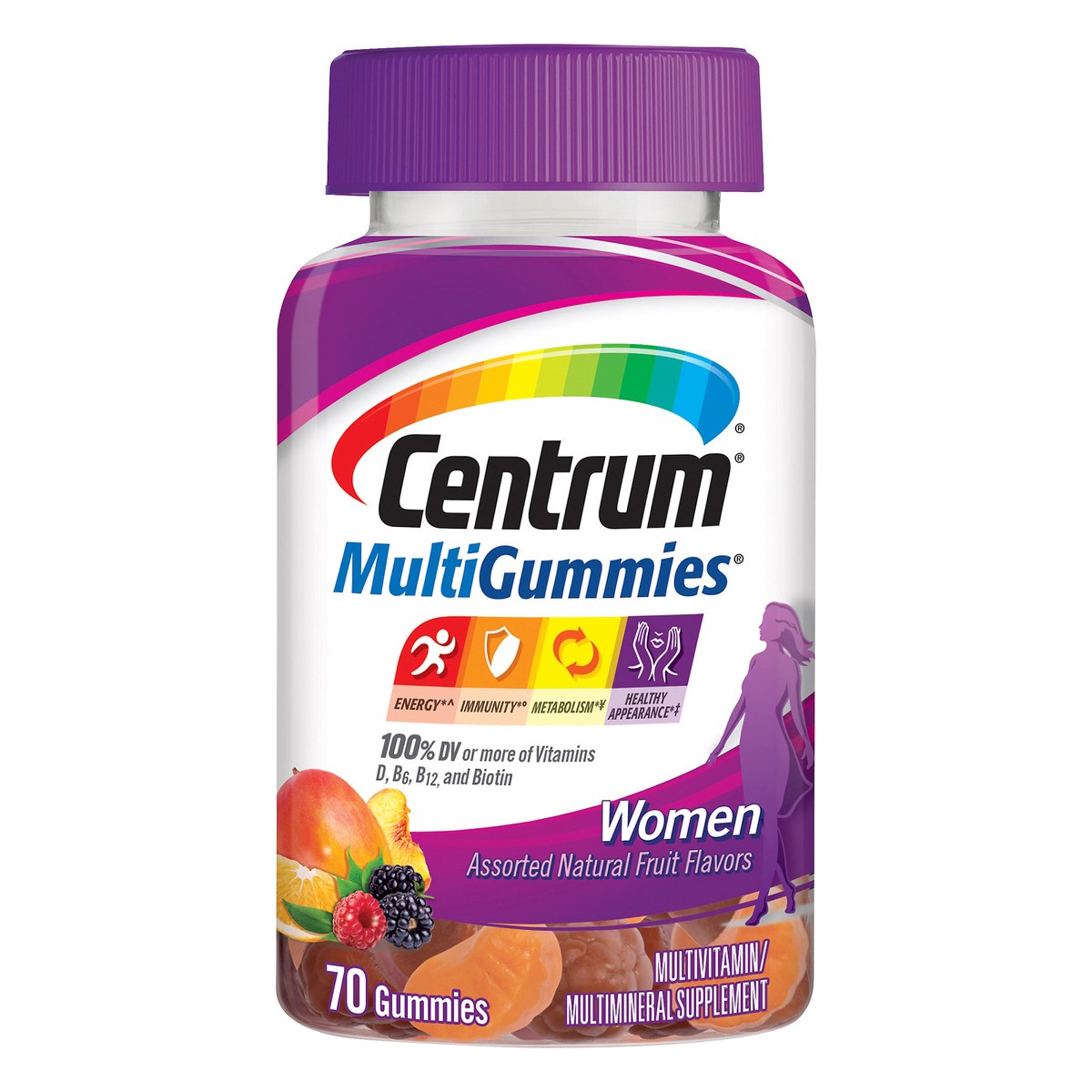 slide 1 of 7, Centrum Women Multivitamin Gummies, 70 ct