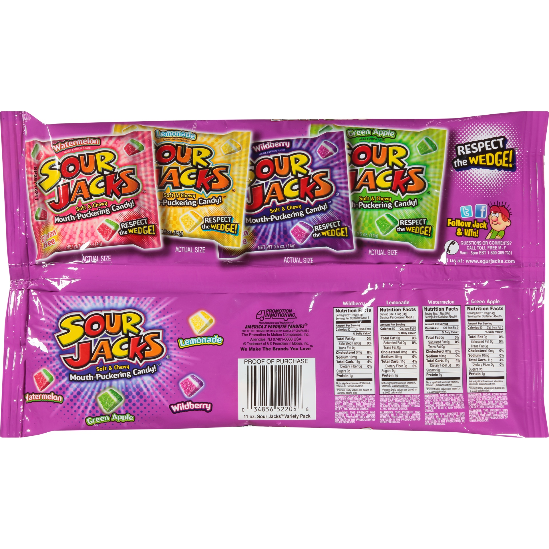 slide 3 of 6, Sour Jacks Sour Jacks Assorted Fun Size 22Ct, 11 oz