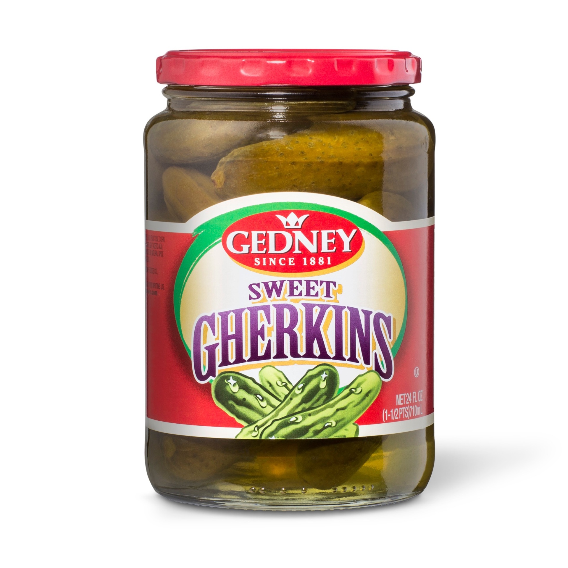 slide 1 of 1, Gedney Sweet Gherkins, 24 fl oz