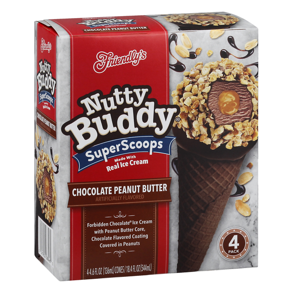 slide 1 of 1, Friendly's Nutty Buddy Chocolate Peanut Butter Ice Cream Cone, 18.4 fl oz
