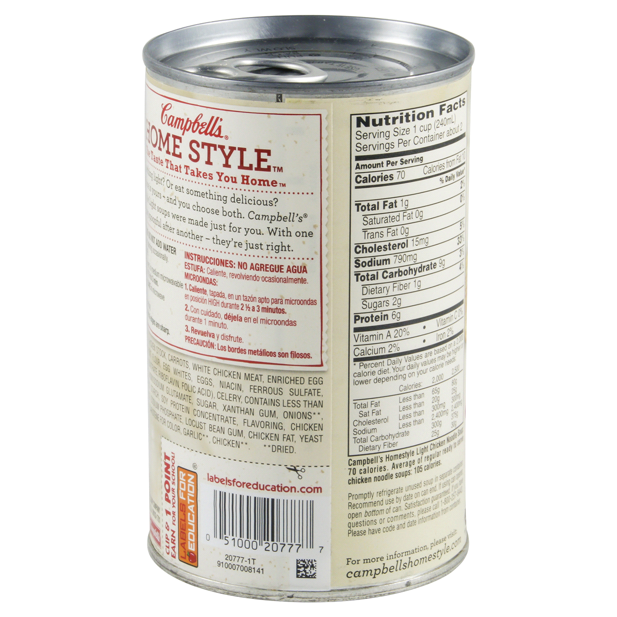 slide 4 of 4, Campbell's Homestyle Light Chicken Noodle Soup, 18 oz