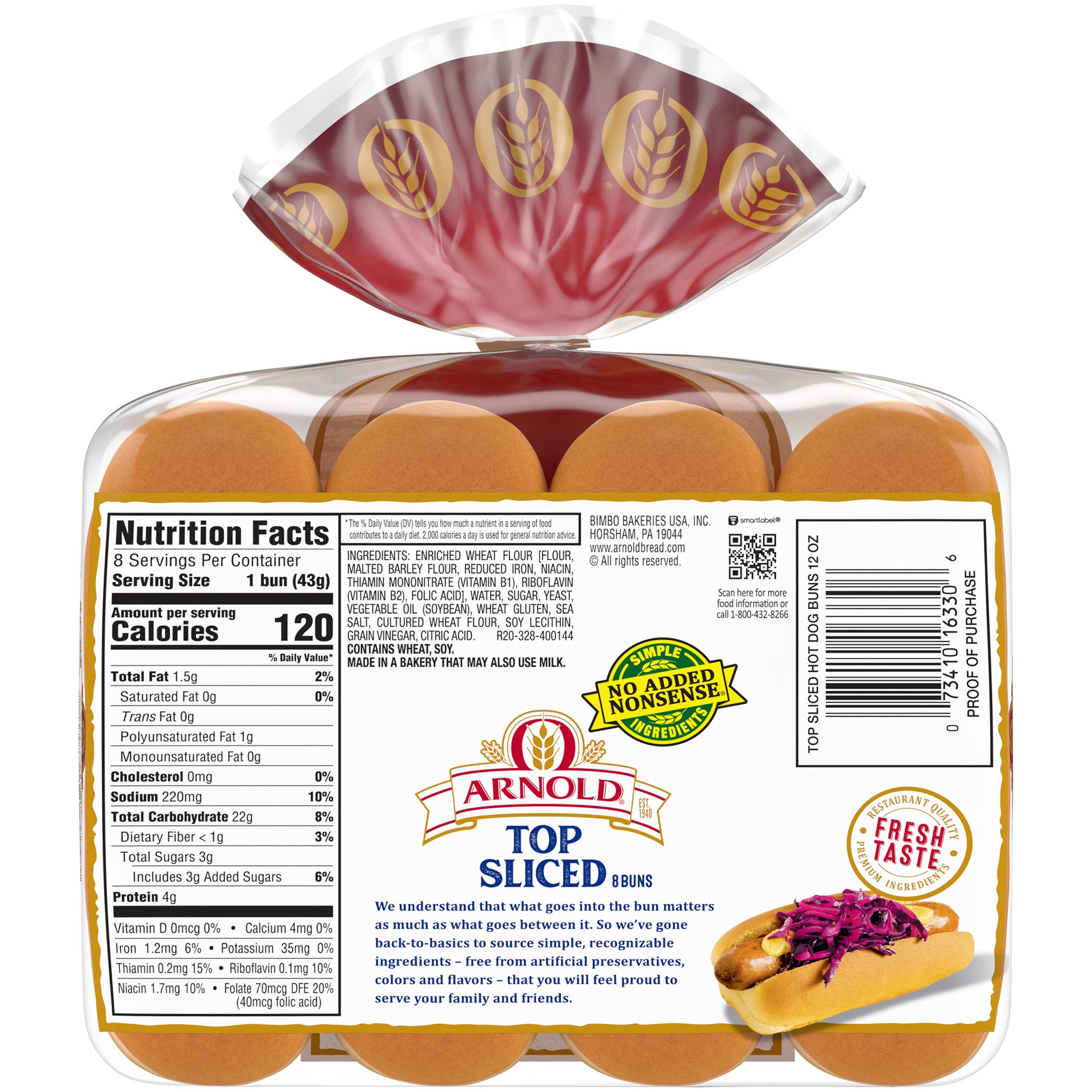 slide 3 of 5, Arnold Select Top Sliced Hotdog Buns 8 Ct, 12 oz