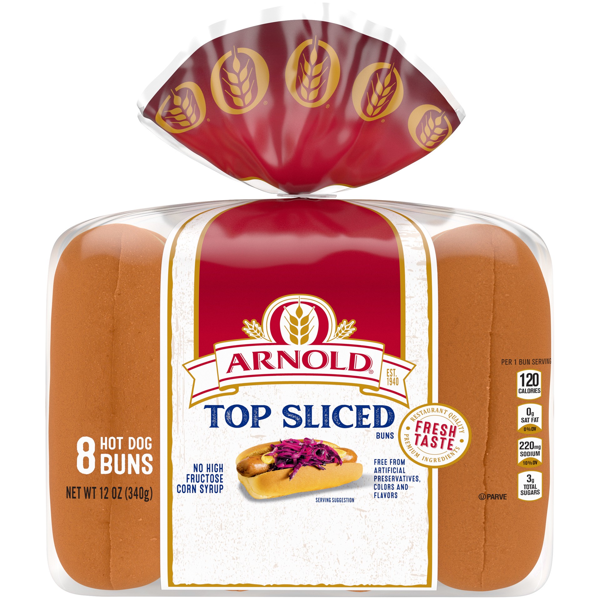 slide 1 of 5, Arnold Select Top Sliced Hotdog Buns 8 Ct, 12 oz