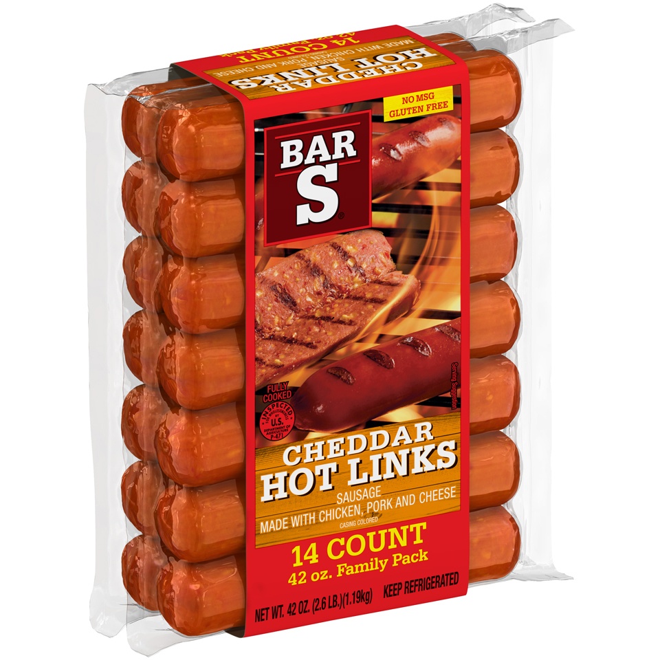 slide 2 of 7, Bar-S Bar S Cheddar Hot Link 42 oz., 42 oz