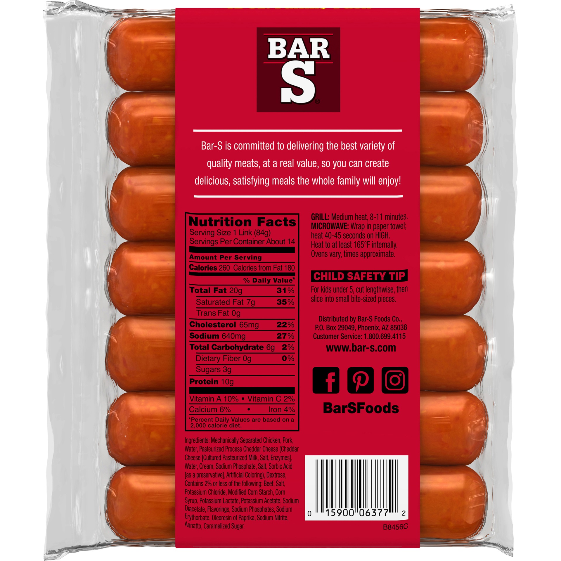 slide 3 of 7, Bar-S Bar S Cheddar Hot Link 42 oz., 42 oz