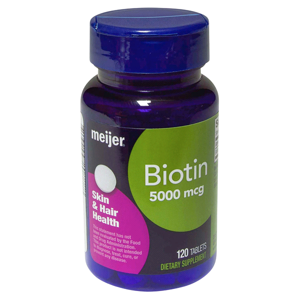 slide 1 of 1, Meijer Biotin 5000mcg Tablets, 120 ct