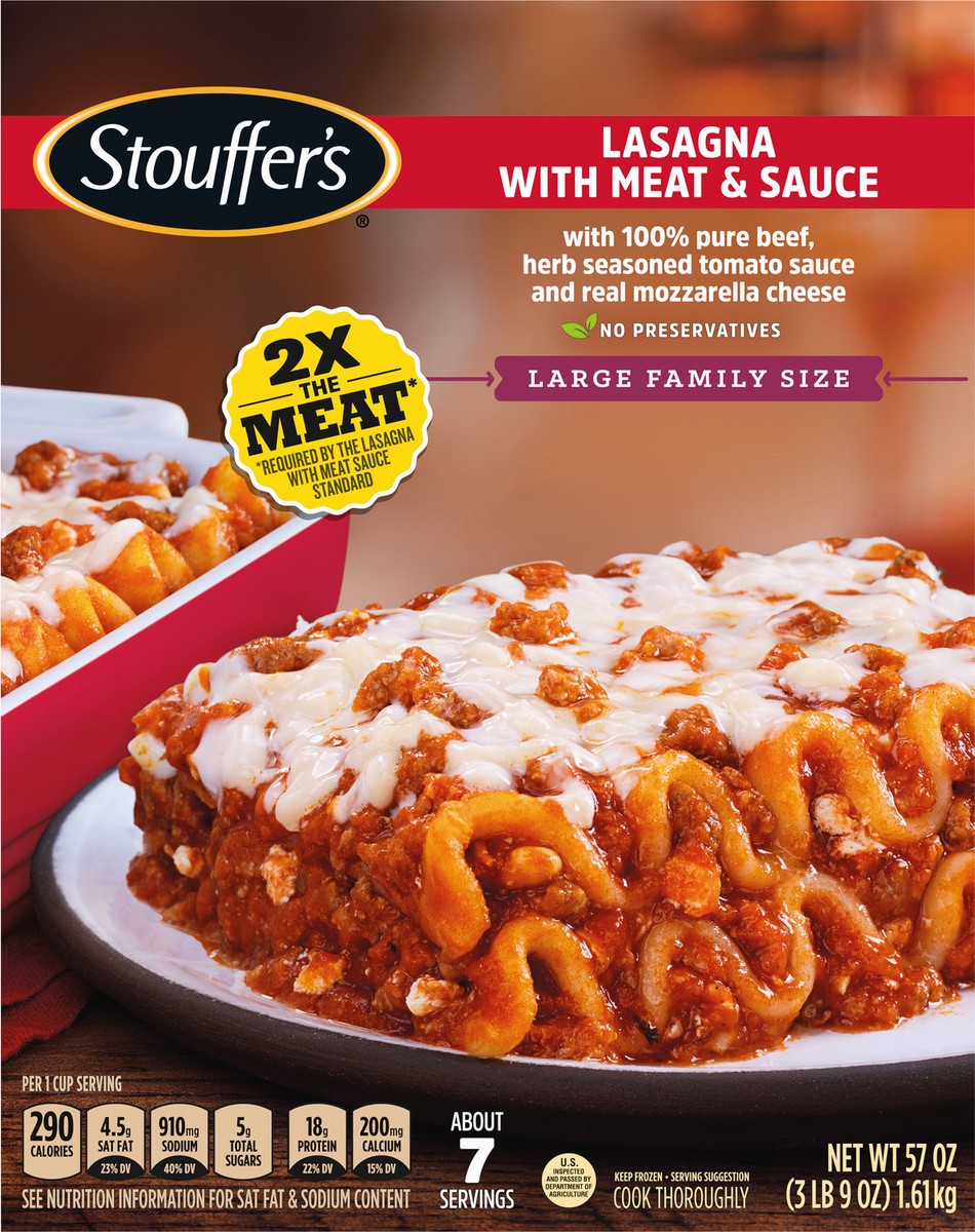slide 6 of 7, Stouffer's Family Size Frozen Lasagna with Meat & Sauce - 57oz, 57 oz