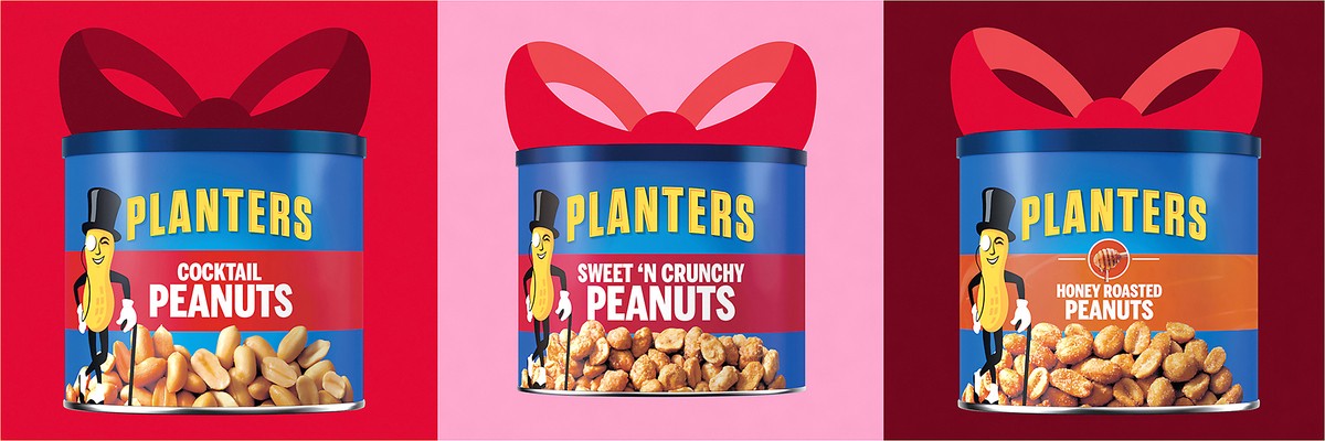 slide 3 of 10, Planters Holiday Edition Trio Pack Cocktail, Honey Roasted & Sweet 'n Crunchy Peanuts Variety Pack 3 ct Cans, 2.13 lb