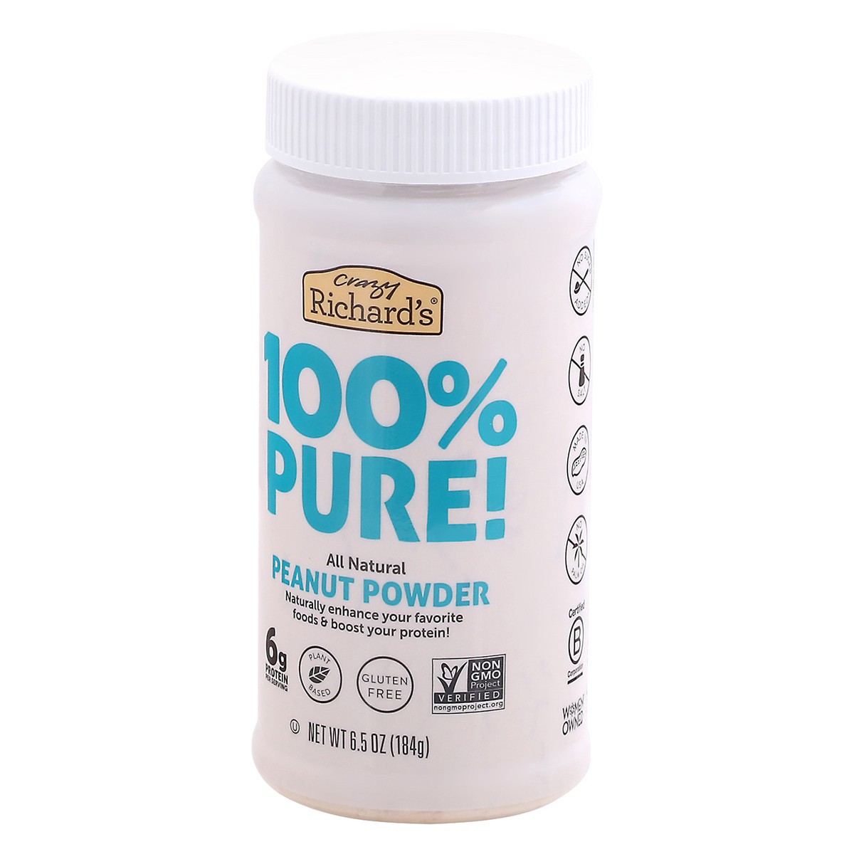 slide 7 of 9, Crazy Richard's 100% Pure All Natural Peanut Powder 6.5 oz, 6.5 oz