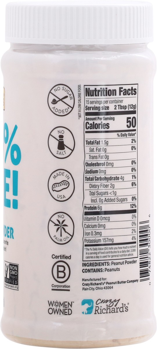 slide 9 of 9, Crazy Richard's 100% Pure All Natural Peanut Powder 6.5 oz, 6.5 oz