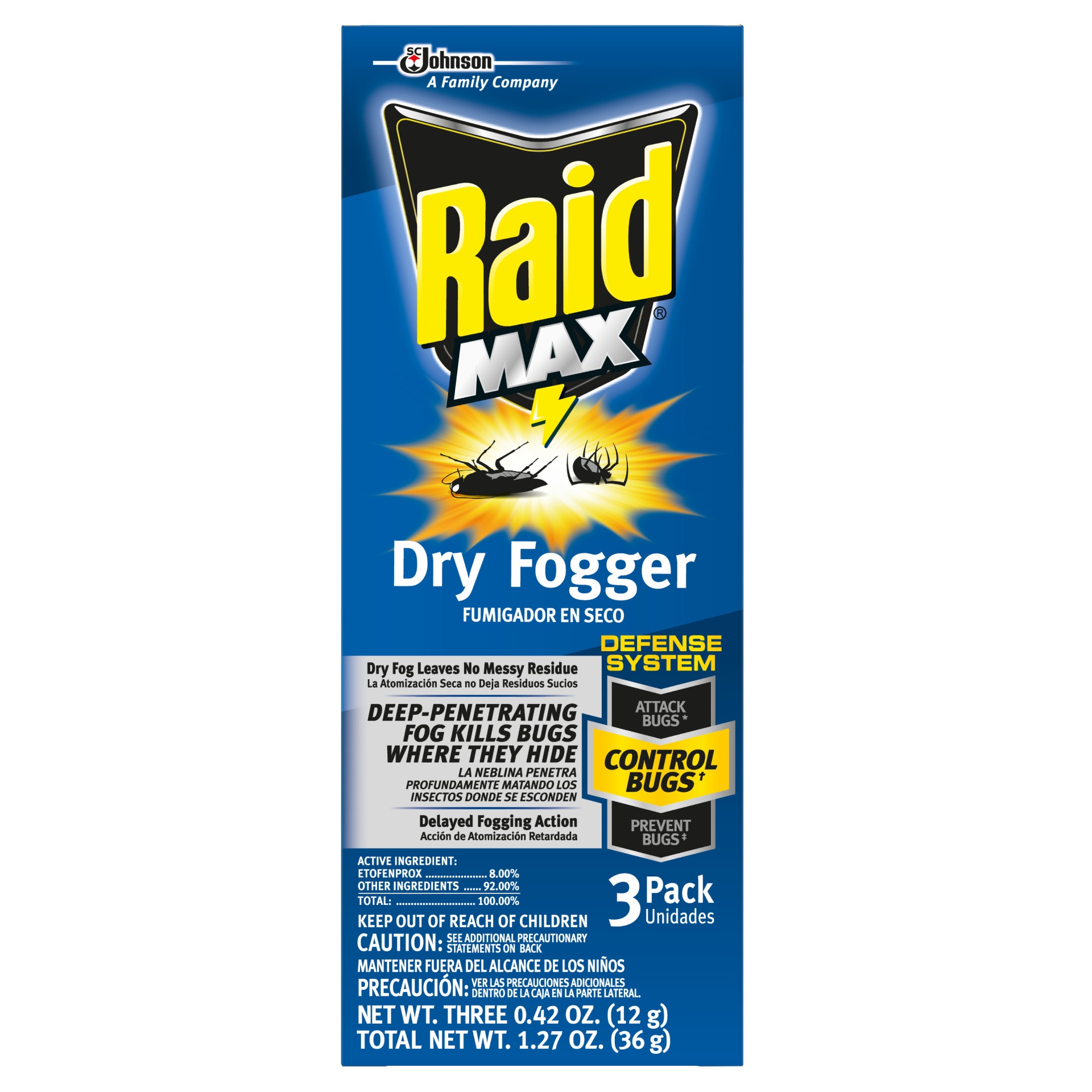 slide 1 of 1, Raid Max No Mess Dry Foggers, 3 ct