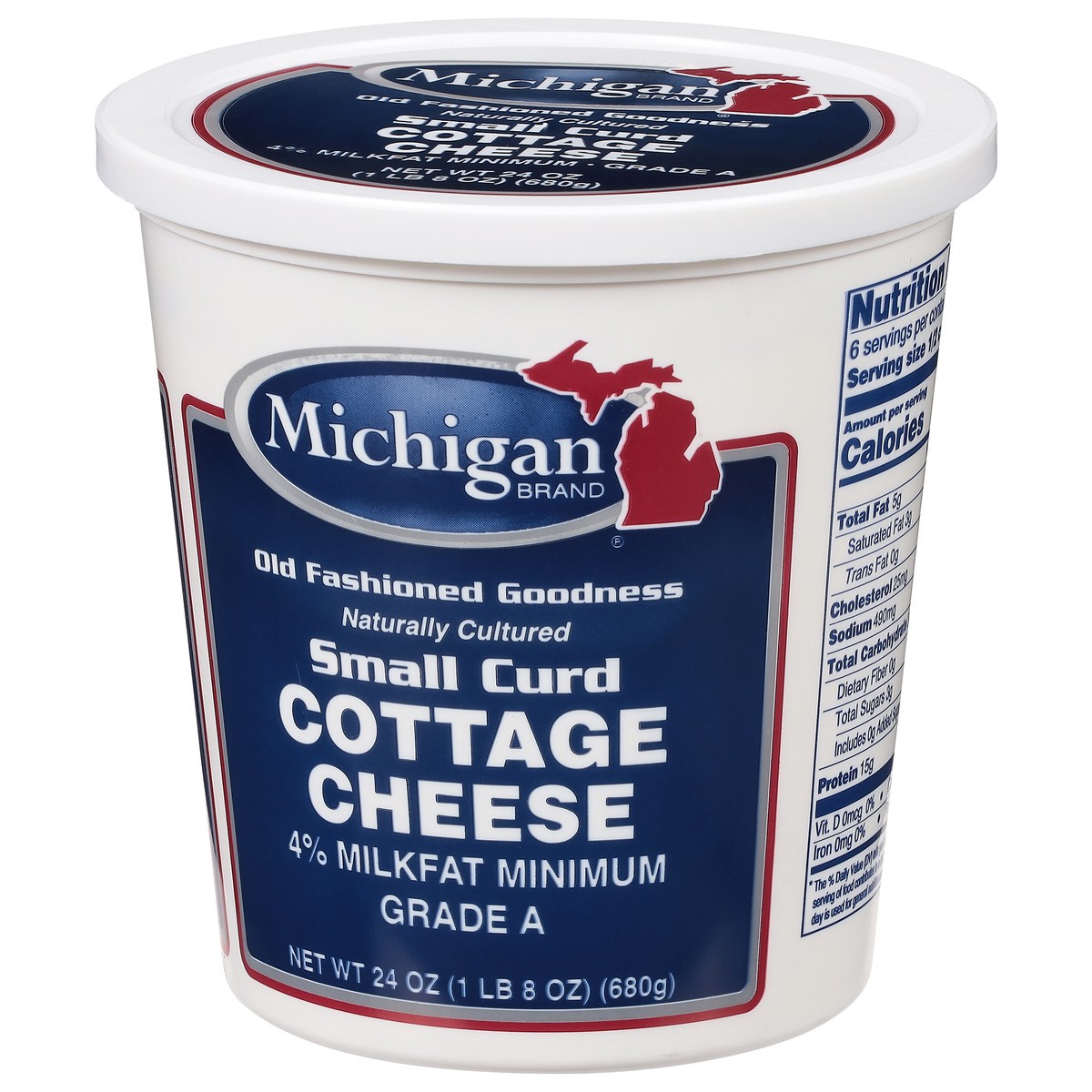 slide 3 of 9, Michigan Brand 4% Milkfat Small Curd Cottage Cheese, 24 oz