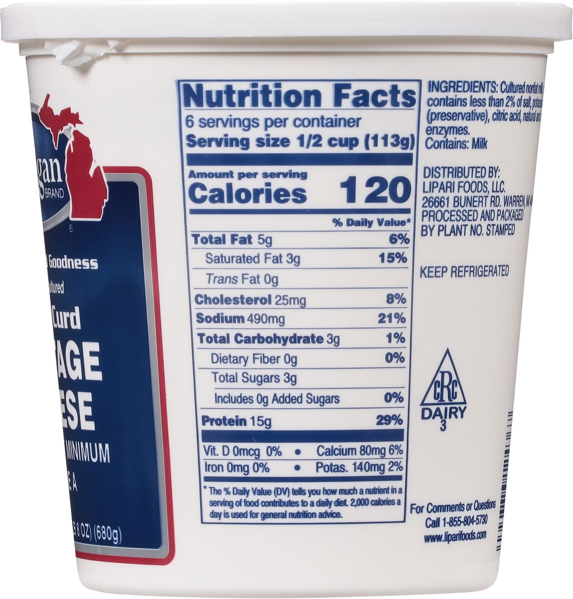 slide 8 of 9, Michigan Brand 4% Milkfat Small Curd Cottage Cheese, 24 oz