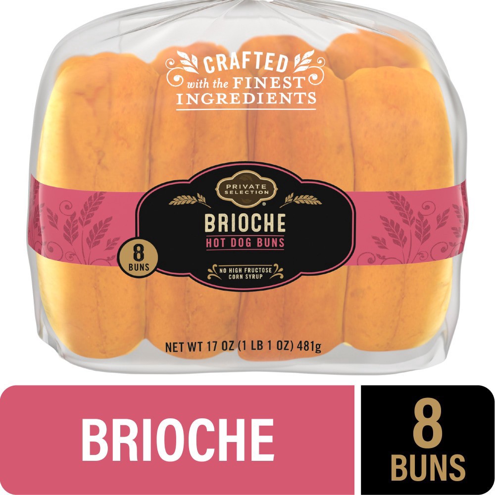 slide 1 of 4, Private Selection Brioche Hot Dog Buns, 8 ct; 17 oz
