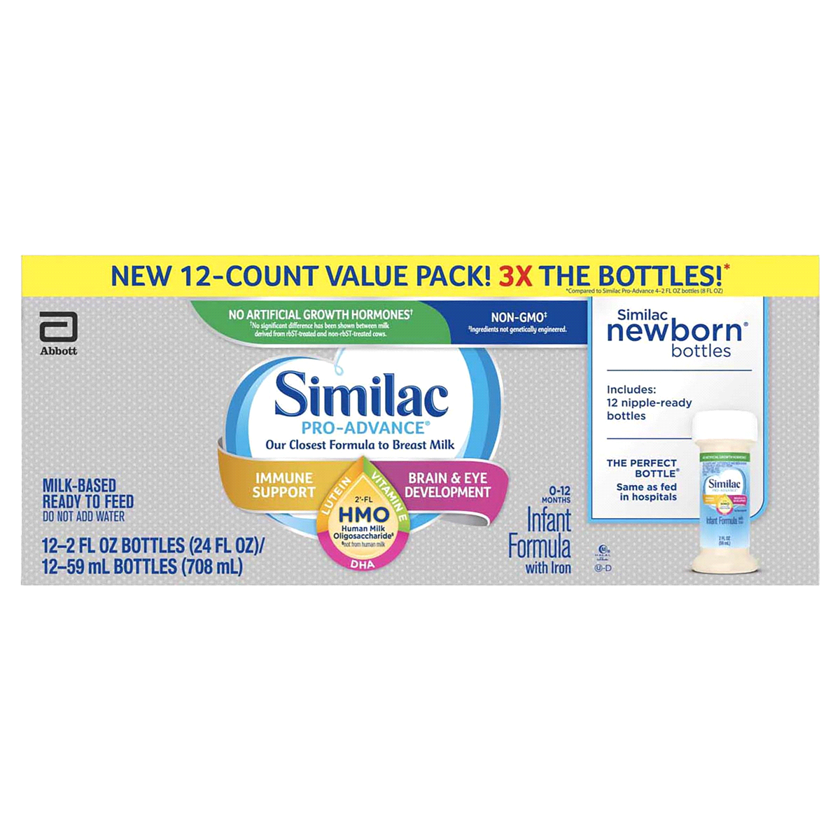 slide 1 of 1, Similac Pro-Advance Hmo Milk-Based Ready To Feed Infant Formula, 2 oz