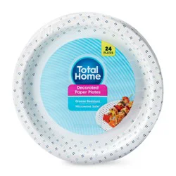 Total Home Decorated Paper Plates, 24 Ct