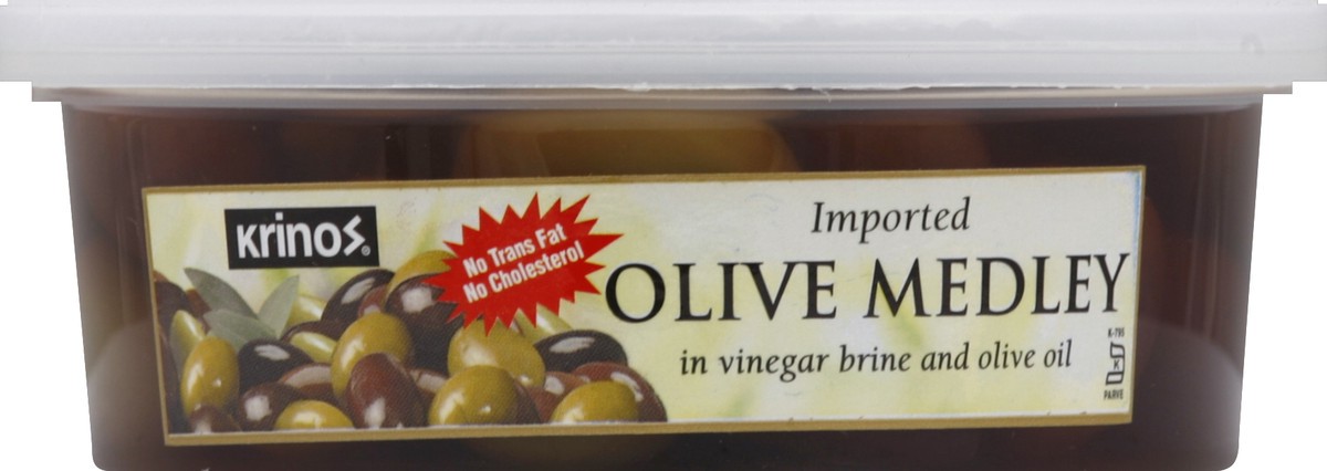 slide 3 of 3, Krinos Olive Medley, Imported, 8 oz