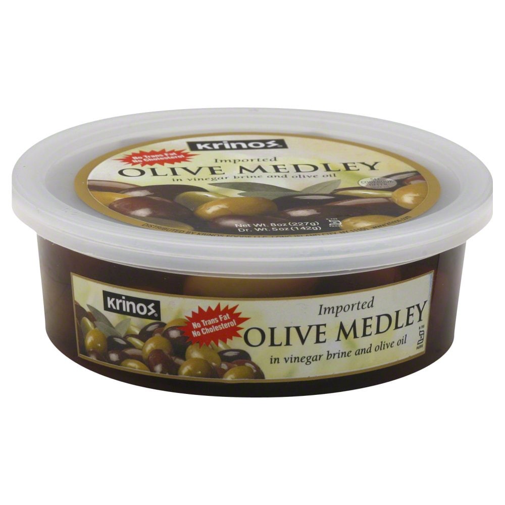 slide 1 of 3, Krinos Olive Medley, Imported, 8 oz