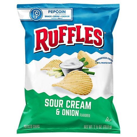 slide 1 of 1, Ruffles Potato Chips Sour Cream And Onion, 2.5 oz