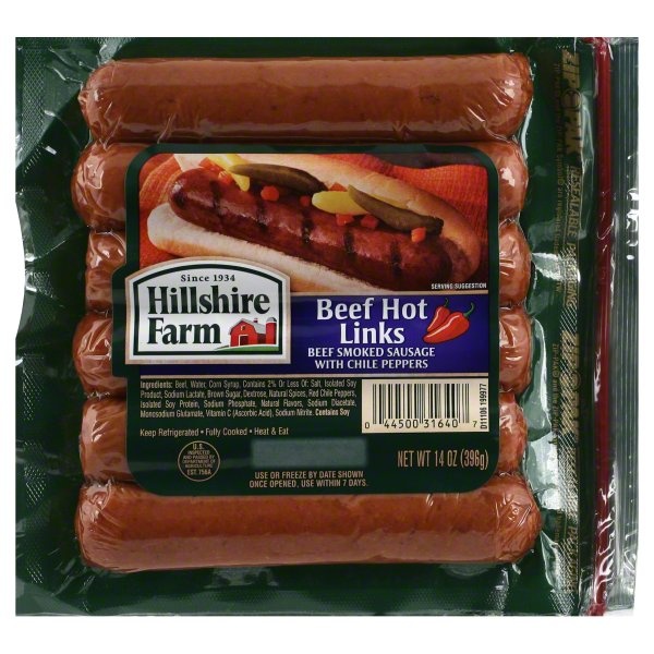 slide 1 of 1, Hillshire Farm Beef Hot Links, 14 oz