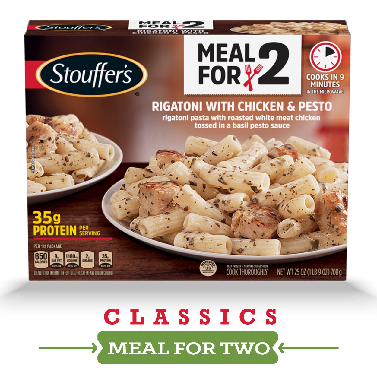 slide 1 of 6, STOUFFER'S MEAL FOR 2 Rigatoni with Chicken & Pesto 25 oz. Box, 25 oz