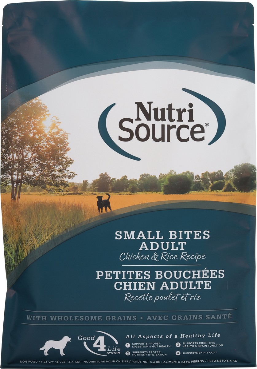 slide 8 of 15, NutriSource with Wholesome Grains Adult Small Bites Chicken & Rice Recipe Dog Food 12 lb, 12 lb