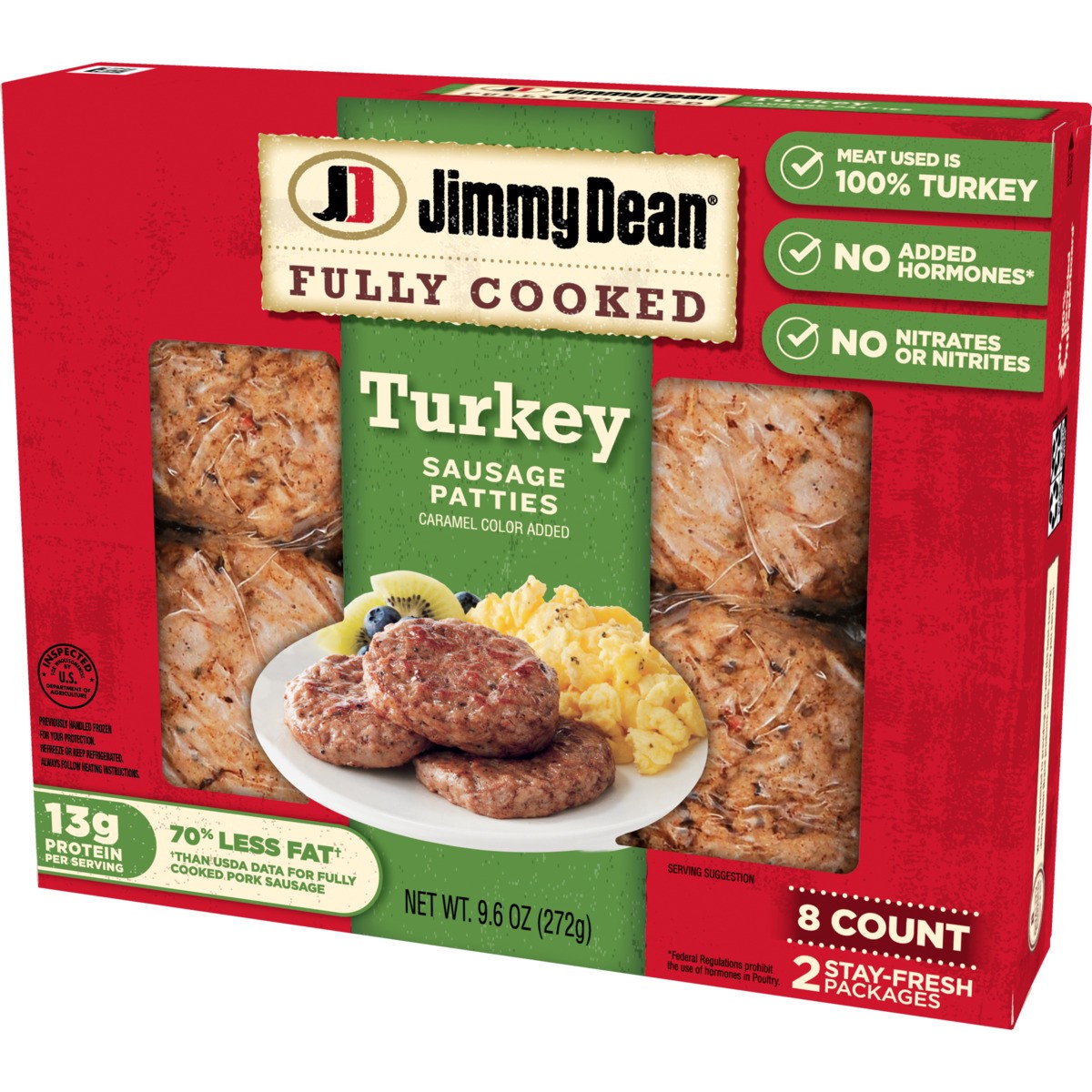 slide 8 of 12, Jimmy Dean® Fully Cooked Breakfast Turkey Sausage Patties, 8 Count, 9.6 oz