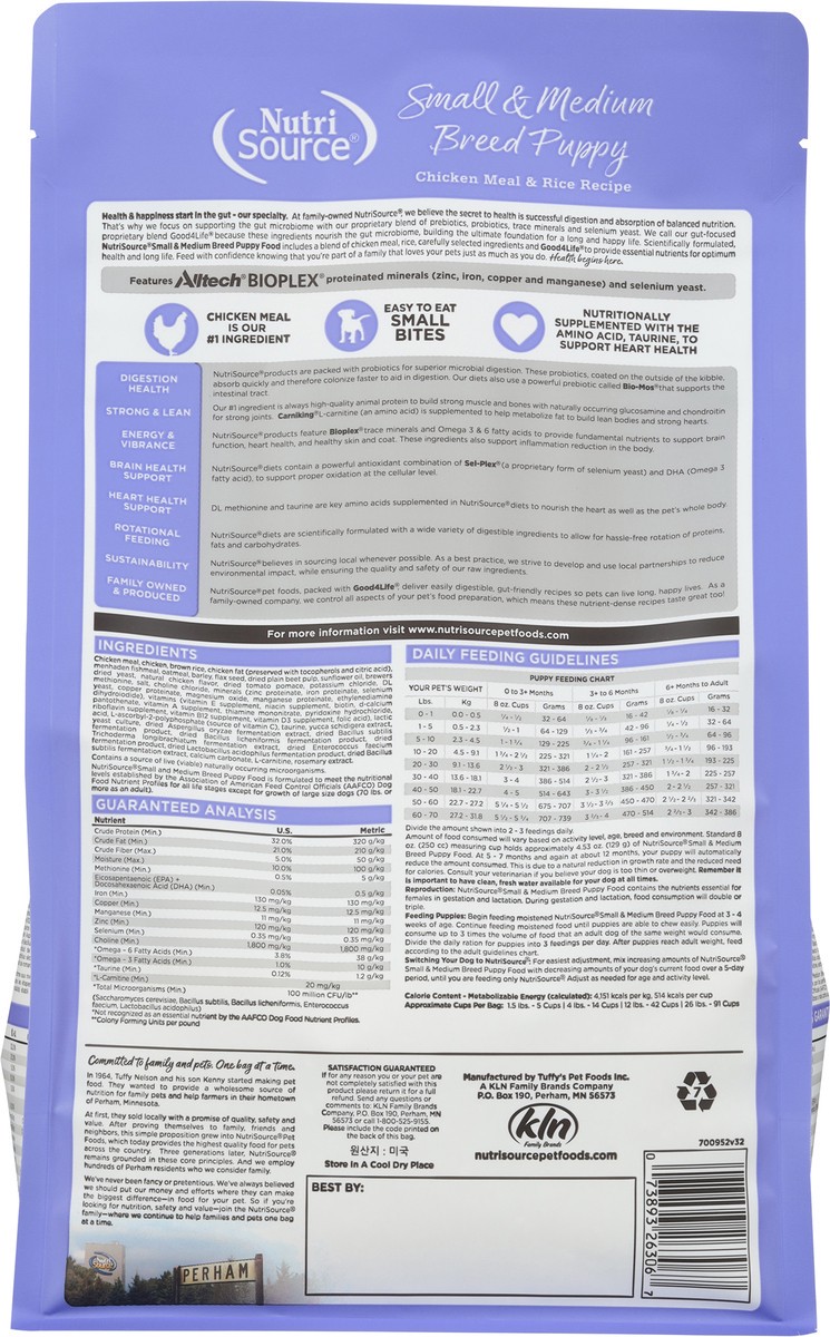 slide 12 of 15, NutriSource Small & Medium Breed Puppy Chicken Meal & Rice Recipe Dog Food 4 lb, 64 oz