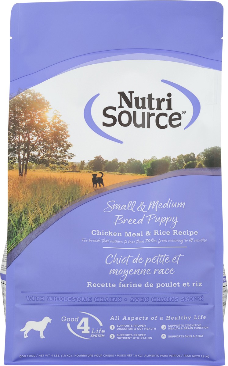 slide 10 of 15, NutriSource Small & Medium Breed Puppy Chicken Meal & Rice Recipe Dog Food 4 lb, 64 oz