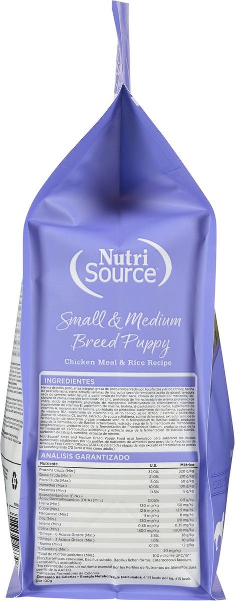 slide 4 of 15, NutriSource Small & Medium Breed Puppy Chicken Meal & Rice Recipe Dog Food 4 lb, 64 oz