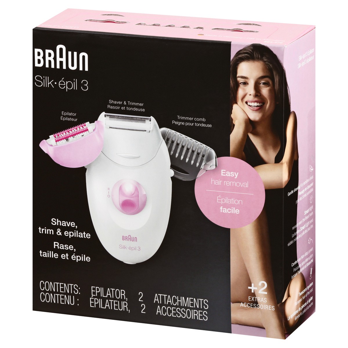 slide 7 of 9, Braun Silk-épil 3 3-270, Epilator for Women for Long-Lasting Hair Removal, White/Pink, 1 ct