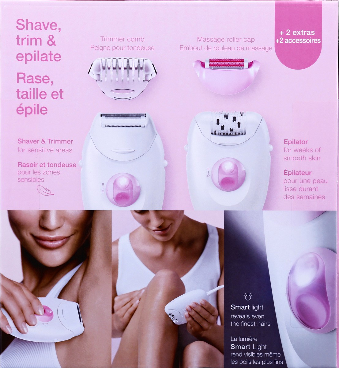 slide 4 of 9, Braun Silk-épil 3 3-270, Epilator for Women for Long-Lasting Hair Removal, White/Pink, 1 ct