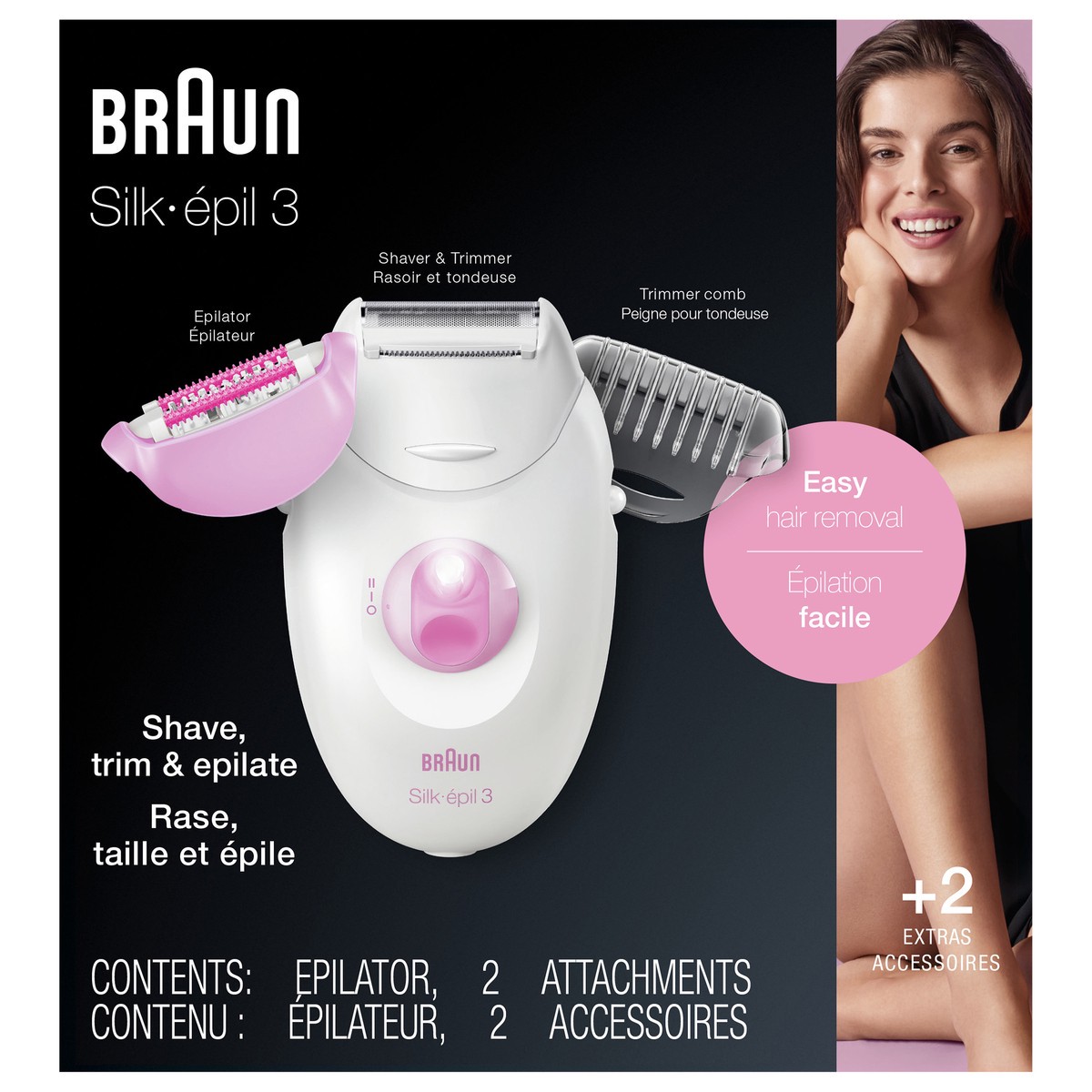 slide 1 of 9, Braun Silk-épil 3 3-270, Epilator for Women for Long-Lasting Hair Removal, White/Pink, 1 ct