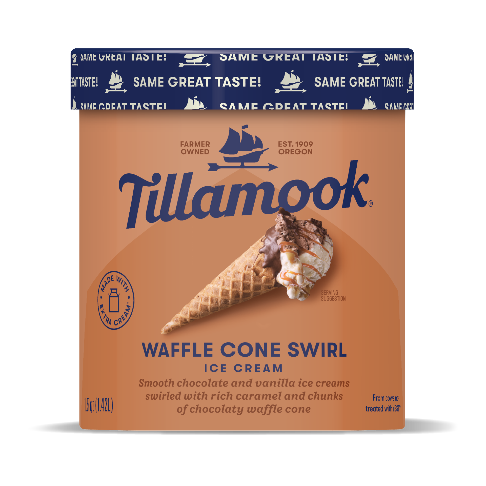 slide 1 of 5, Tillamook Waffle Cone Swirl Ice Cream 1.5 qt, 1.5 qt