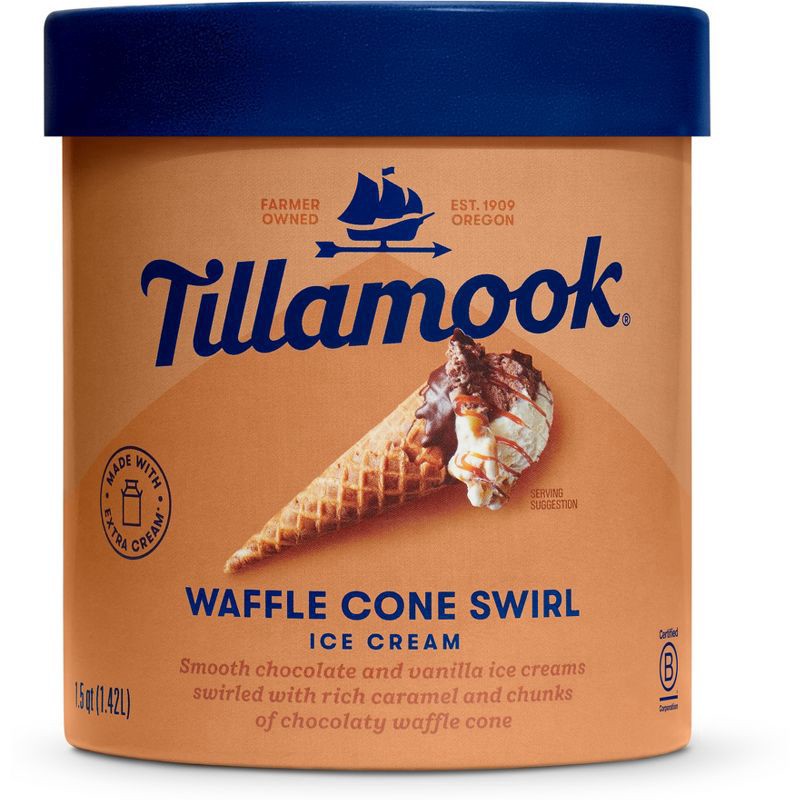 slide 1 of 5, Tillamook Waffle Cone Swirl Ice Cream - 48oz, 48 oz