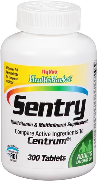 slide 1 of 1, Hy-Vee HealthMarket Sentry Adults Under 50 Multivitamin & Multimineral Supplement Tablets, 300 ct