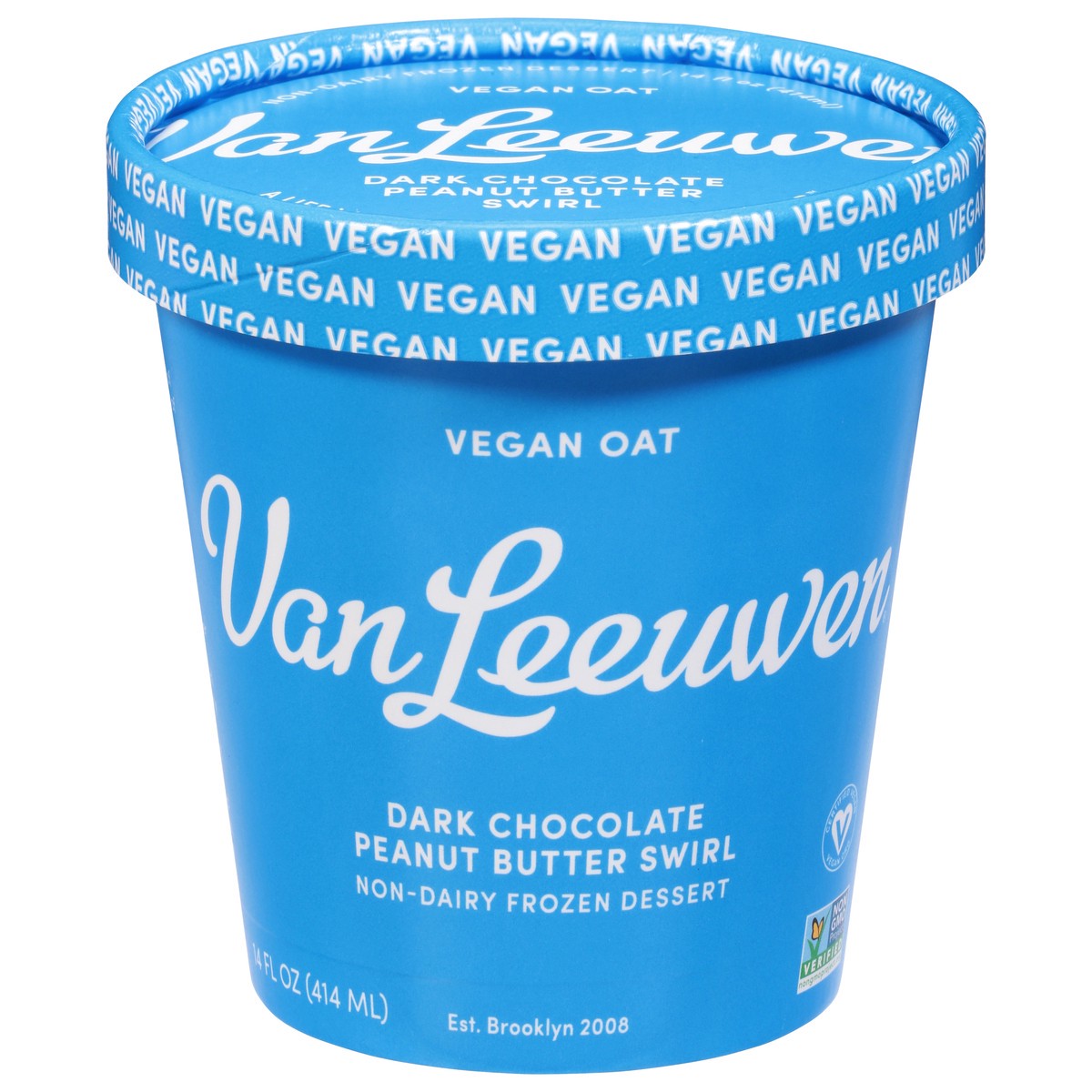 slide 1 of 13, Van Leeuwen Non-Dairy Dark Chocolate Peanut Butter Swirl Frozen Dessert 14 fl oz, 14 fl oz