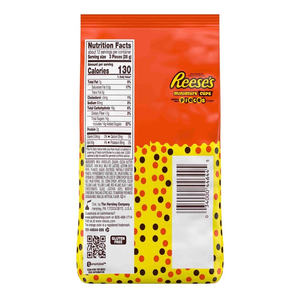 slide 4 of 4, Reeses Pieces Peanut Butter Miniatures Cups Classic Bag, 11 oz