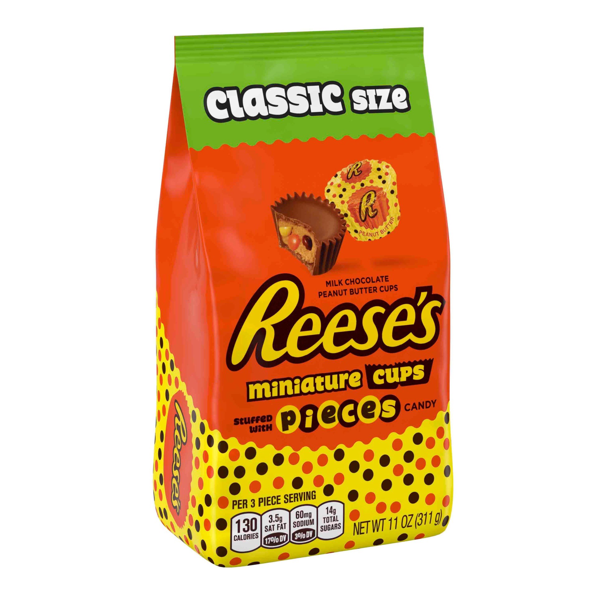 slide 1 of 4, Reeses Pieces Peanut Butter Miniatures Cups Classic Bag, 11 oz