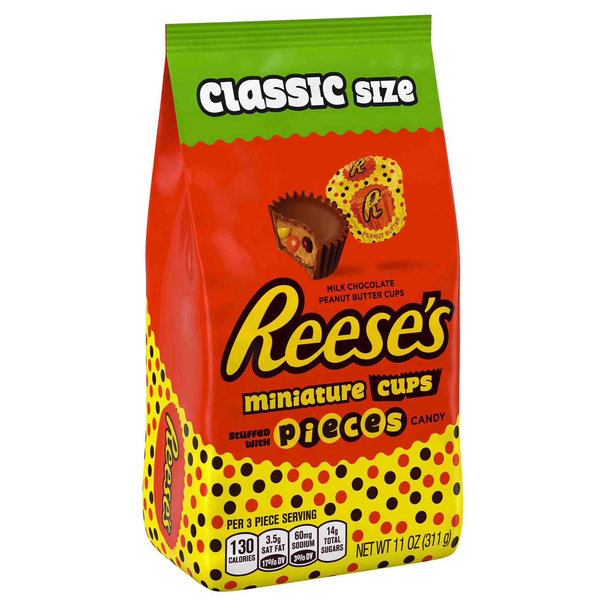 slide 3 of 4, Reeses Pieces Peanut Butter Miniatures Cups Classic Bag, 11 oz