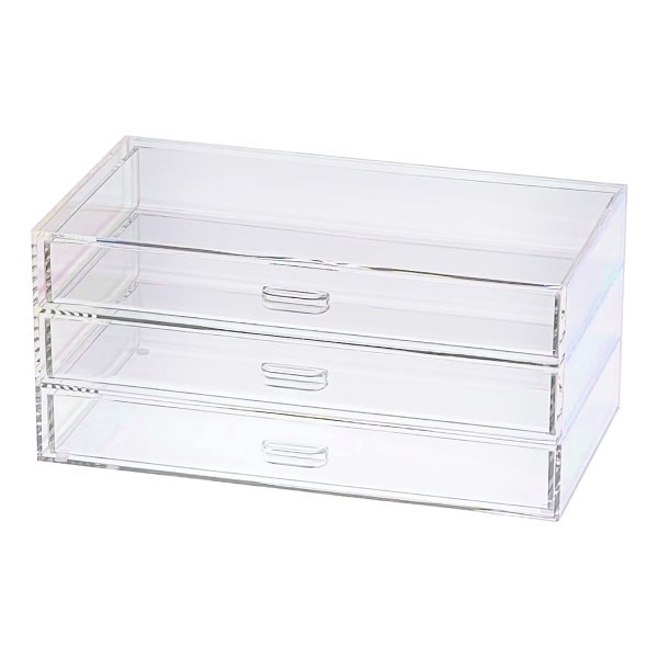 slide 3 of 4, Realspace® Opaline Acrylic 3-Drawer Desktop Organizer, 4-5/16""H x 9-5/16""W x 5-3/8""D, Clear/Iridescent, 1 ct
