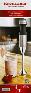 slide 1 of 1, KitchenAid 2-Speed Hand Blender with 3-Cup BPA Free Jar and Lid - Contour Silver, 1 ct