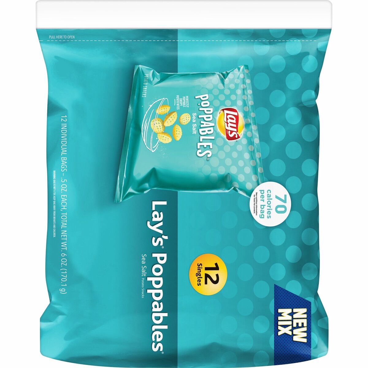 slide 2 of 5, Lay's Poppables Sea Salt Potato Snacks, 12 ct; 0.5 oz