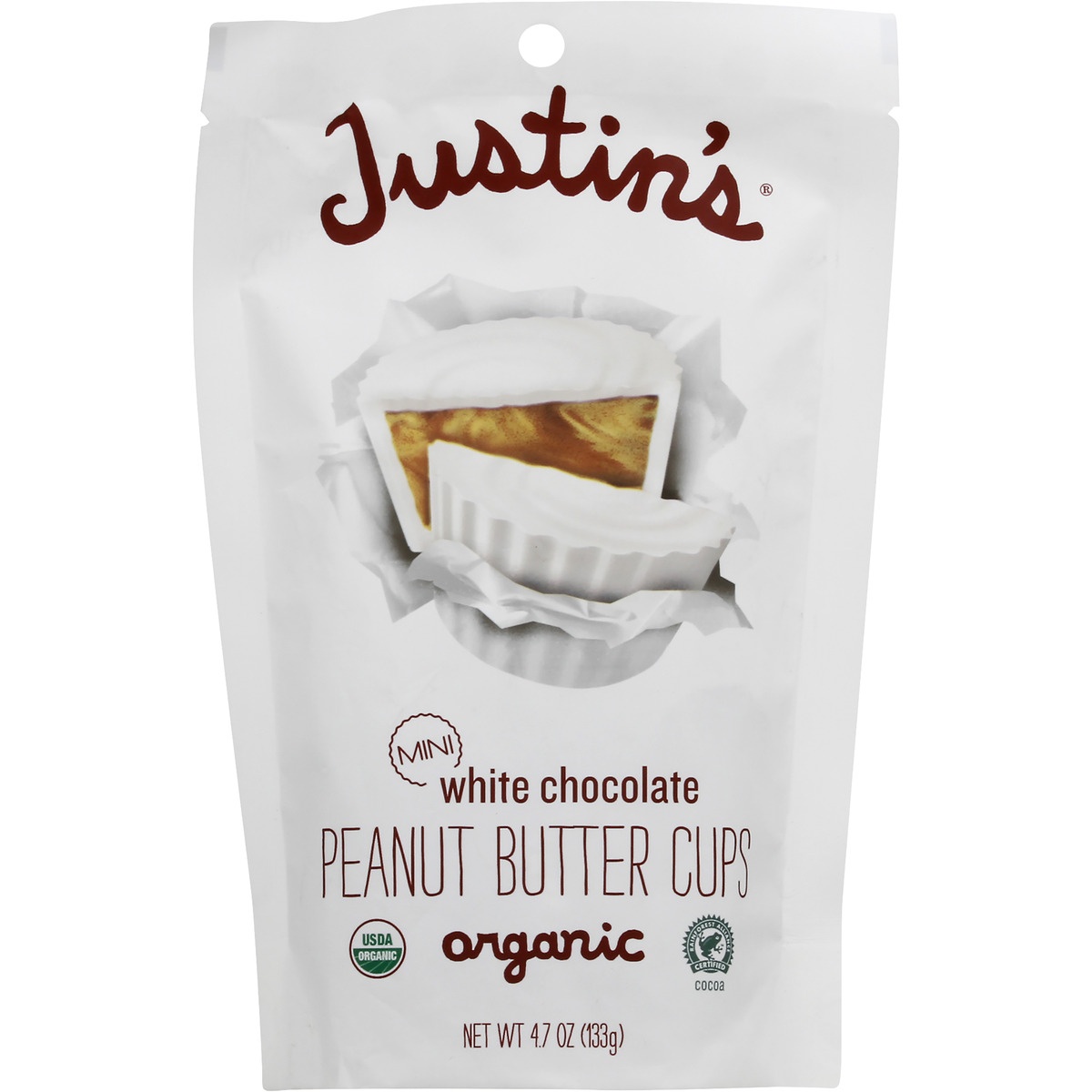 slide 1 of 1, Justin's Mini White Chocolate Peanut Butter Cup, 4.7 oz